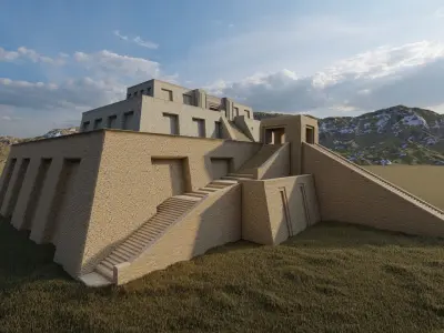 Zigurat ancient pyramid-Ziggurat Temple 3D model 5