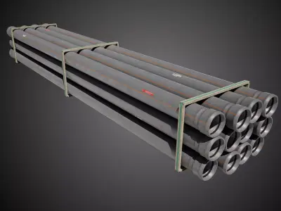  Industrial Pipes Prop Low-poly 3D model