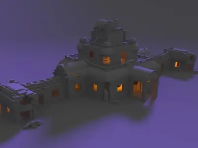 Antique ruined temple 3D model