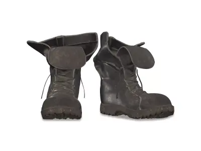 Loose Flapped Neck Combat Boots Low-poly 3D model