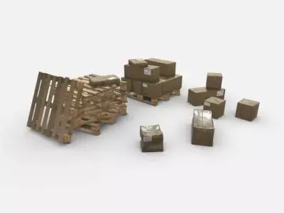 Boxes And Pallet Free low-poly 3D model