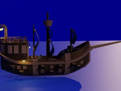 Battle ship animation  Low-poly 3D model