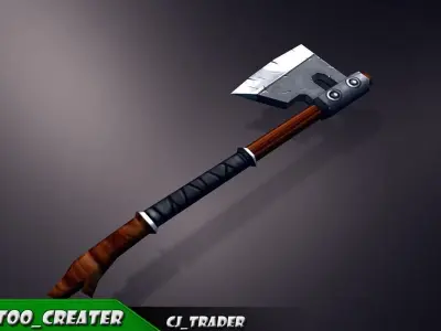 Fantasy modern axe low-poly 3d model Low-poly 3D model