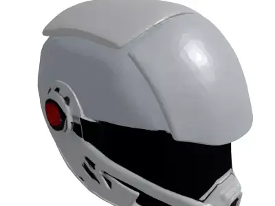 Sleek SciFi Chrome Helmet 3D model