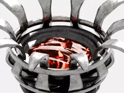 Medieval Fire Brazier - Fire Pit - Subdiv Ready Low-poly 3D model