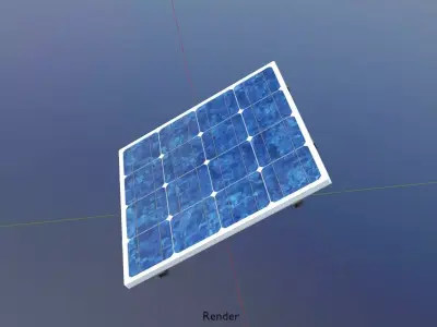Solar module version 3 2x2m tilt angle 30 degrees without stand Low-poly 3D model