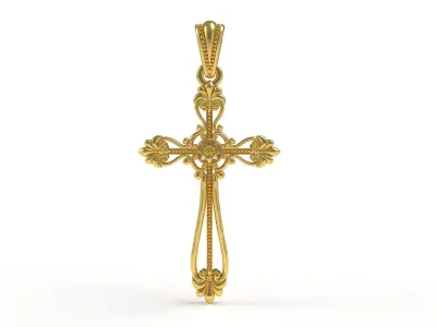 Floral Design Cross Pendant 3D print model