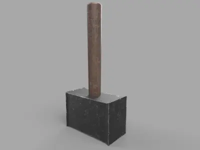 Hammer wooden shovel Low-poly 3D model
