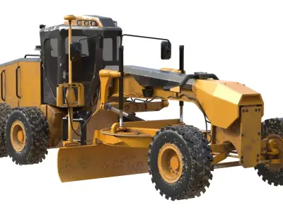 140M motor grader Low-poly 3D model