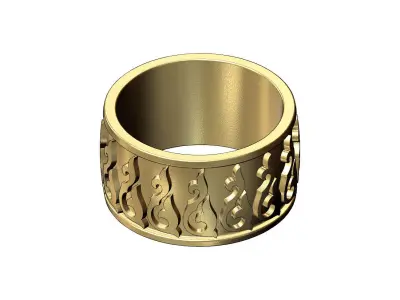 Floral scroll ornament 12mm wide band US sizes 8 9 10 3D print model