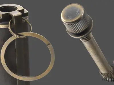 Vintage Permanent Match Lighter Brass and Leather 3D model
