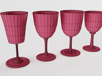Victorian Cranberry Glasses Low-poly 3D model