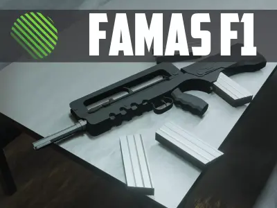 FAMAS low poly stylised Low-poly 3D model
