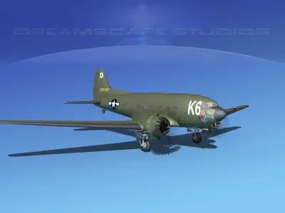 Douglas C-47 Dakota USAAF V2 3D model