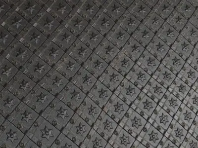Ornate Star-Studded Iron Gate Metal PBR Seamless Texture
