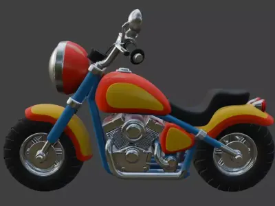 Cartoon Red Motorcycle 3D Model 3D model shop