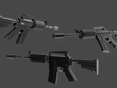 M4A1 3D model three rifles 3D model