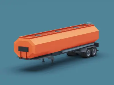 Cartoon Stylized  Tank Semi Trailer Low-poly 3D model