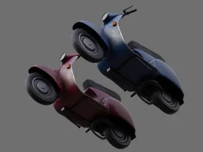 Motor Scooter 1B Low-poly 3D model