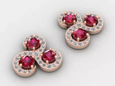 Aurora Earrings with Round diamonds 3D print model purchase