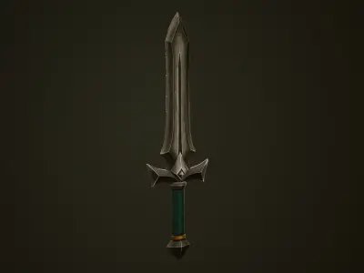 Dark Silver Sword - Game Ready Weapon Low-poly 3D model