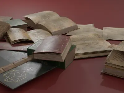 Old medieval  Books - PBR 4k textures Game Ready Low-poly 3D model
