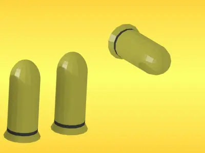 Revolver and bullets Low-poly 3D model