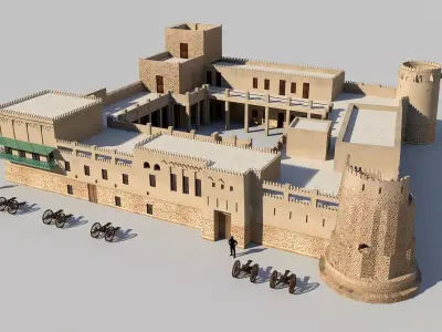 Sharjah Fort  Low-poly 3D model