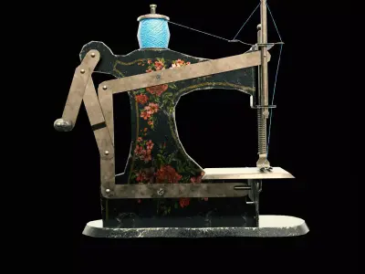 Sewing machine PBR texture Low-poly 3D model