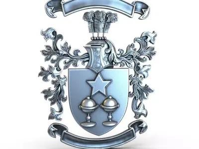 Coat of arms KNIGHT WITH FEATHERS 3D print model