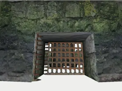Medieval Fortress with Tower and Double Gates 3D model