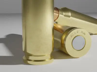 Cartridge ammo 7 62 x 51 mm bullet and shell 3D model