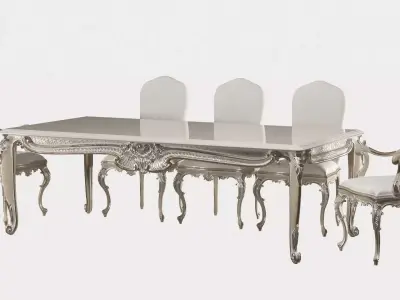 kosovart rococo dining table and chair 3D model