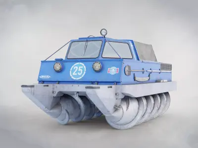 Zil 29061 Soviet all-terrain rescue auger vehicle Game-ready Low-poly 3D model
