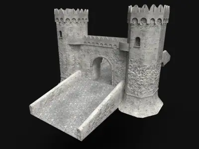 Medieval bridge Low-poly 3D model buy