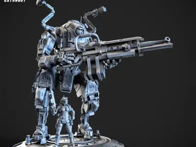 A Girl and Her Robot 75mm 3D print model