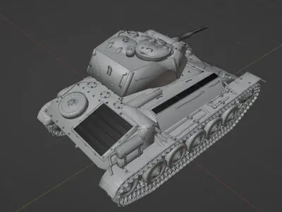 T80 light tank Low-poly 3D model