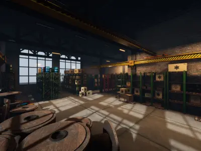 Modular Warehouse for Unity Low-poly 3D model