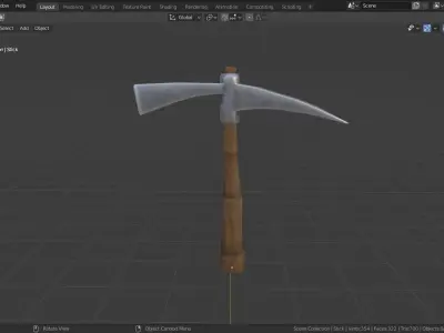 Pickaxe - low-poly hand-painted 3D model Low-poly 3D model