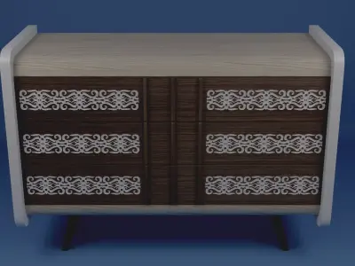 Cabinet with Embose Motife Free 3D model