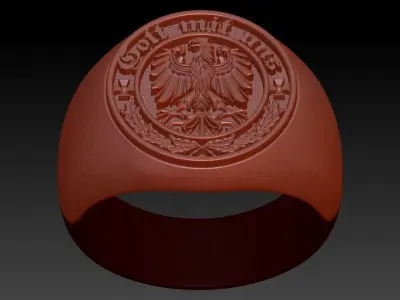 GOTT MIT UNS RING EAGLE GERMAN COAT OF ARMS JEWELRY 3D print model