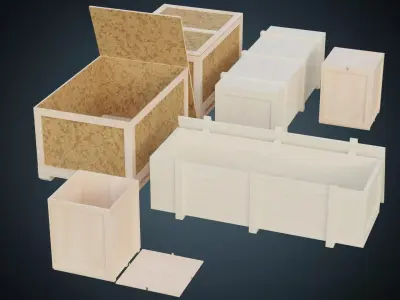Wooden Crates 1 Basic Low-poly 3D model
