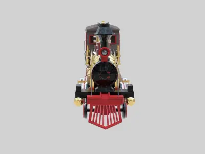 Low Poly Old Steam Train - Union Pasific Style Low-poly 3D model