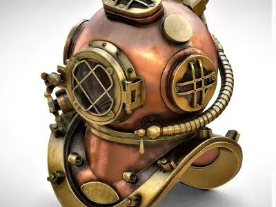Old underwater hamlet Retro 3D model
