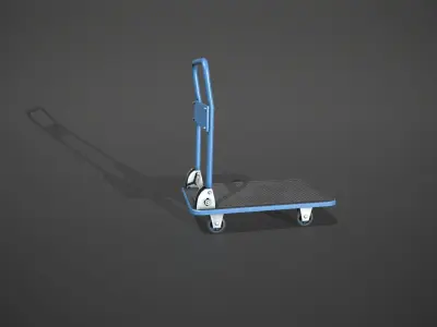 Folding Platform Truck Trolley - Blue Low-poly 3D model