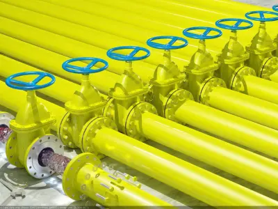 Piping valve with water Free 3D model