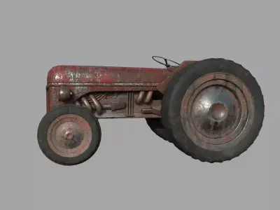 Old Tractor Low-poly 3D model