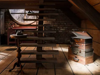 Vintage Attic Retreat Low-poly 3D model