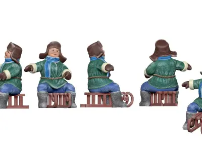 001354 fatty friendly smile kid on the sled 3D model
