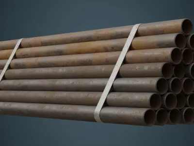 Industrial Pipes 3B Low-poly 3D model